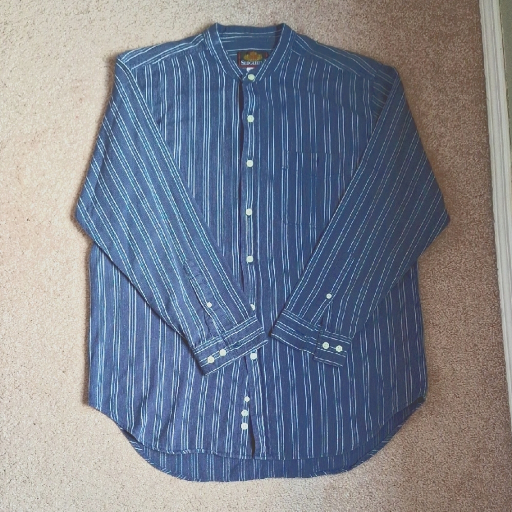 Sedgefield  Men's Blue Striped Shirt, L